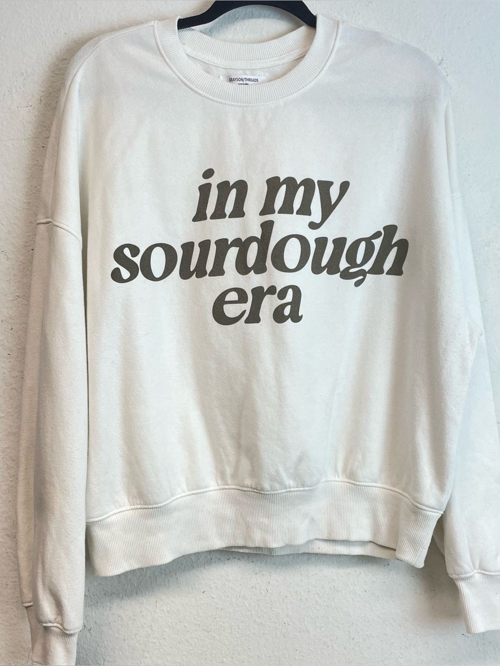 Grayson Threads Cream Crewneck with Black Label Detail